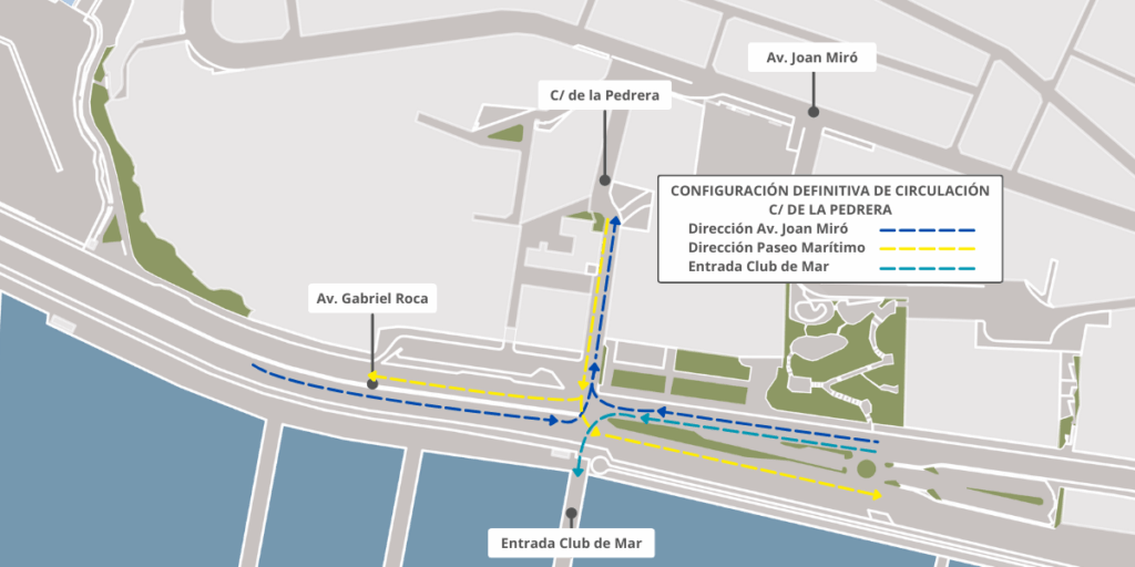 Mapa configuración tráfico en la calle Pedrera