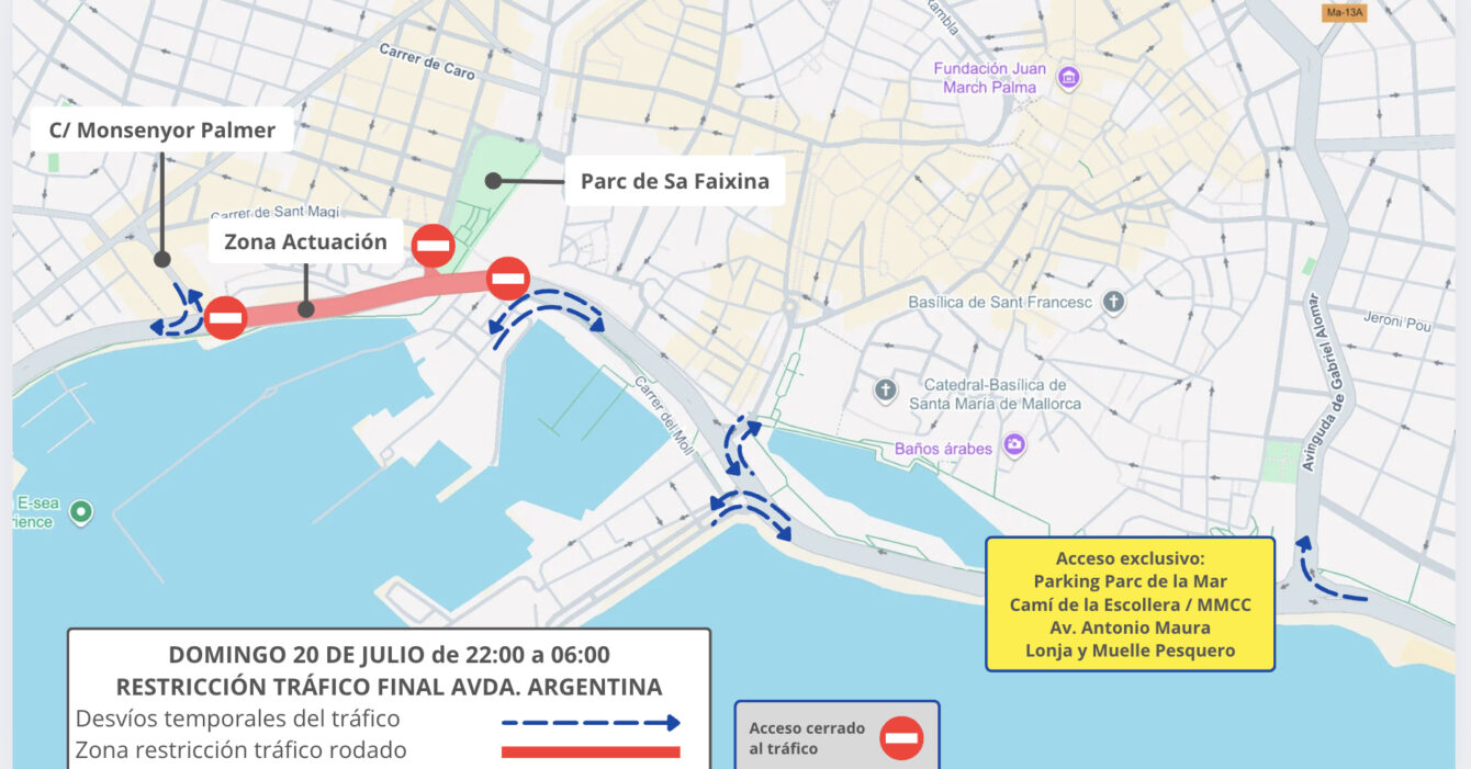 Mapa asfaltado domingo 20 de julio - Restricciones Muelle